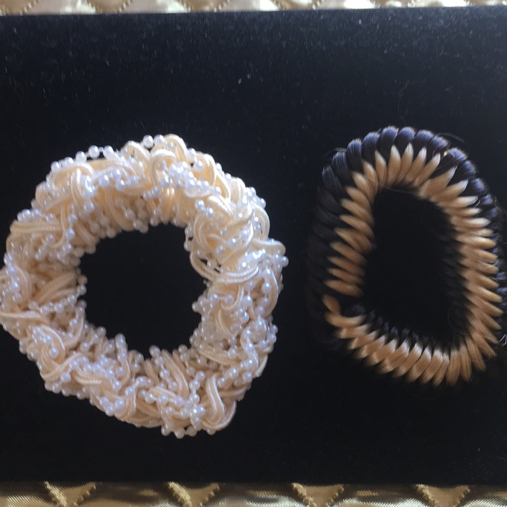 2 scrunches Beaded and Faux Hair